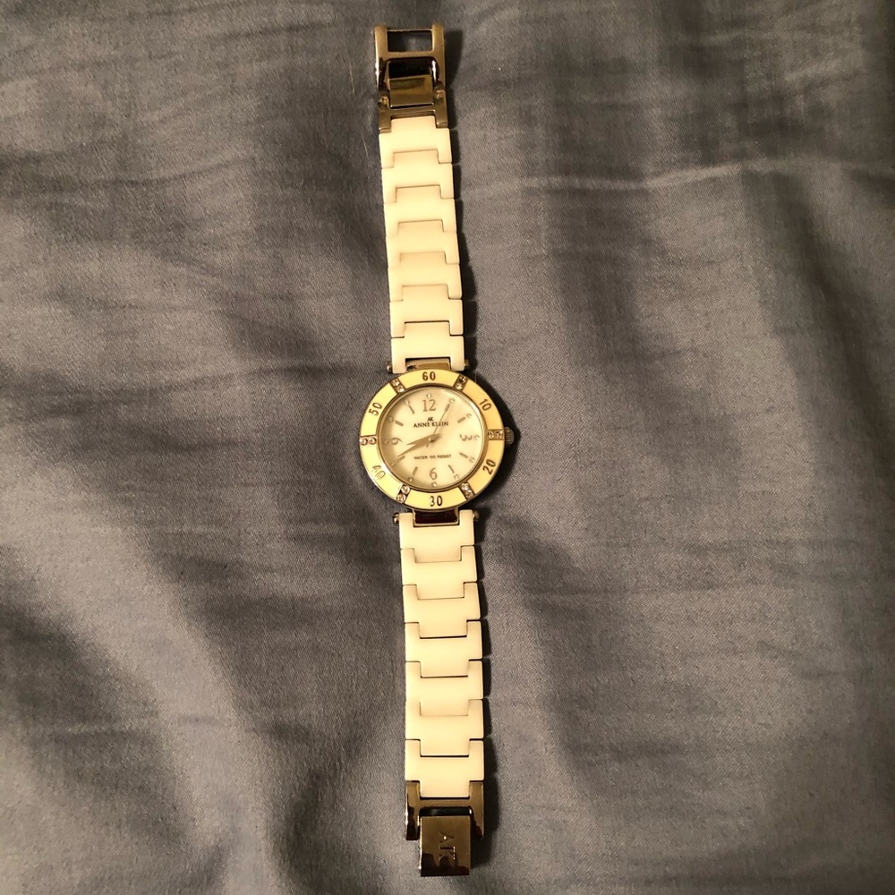 Watch Anne Klein white ceramic silver tone